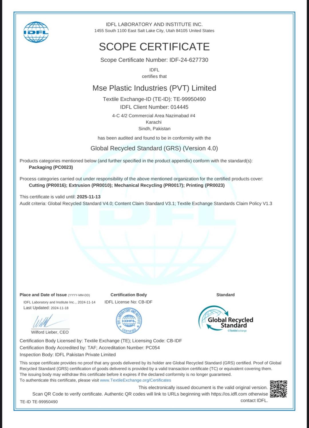 Certification